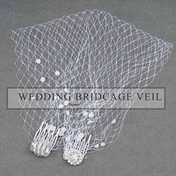 Heread 1920s Pearl Birdcage Veil for Brides and Girls