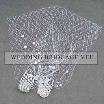 Heread 1920s Pearl Birdcage Veil for Brides and Girls