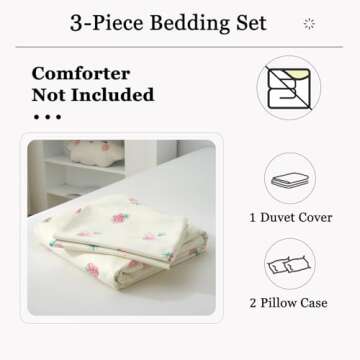 DREAMINGO Cute Strawberry Duvet Cover Queen Teen Girls Bedding Set Kawaii Bedroom Decor Cotton Quilt...