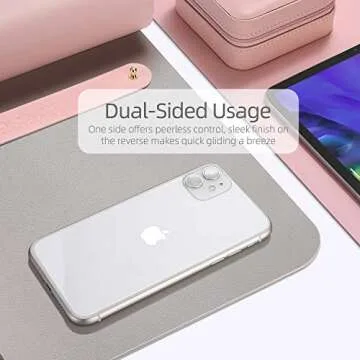 YSAGi Desk Pad, Desk Mat, 23.6" x 13.7" Ultra Thin Waterproof PU Leather Desk Blotter, Laptop Leather Desk Pad Protector for Keyboard and Mouse, Dual-Sided Desk Writing Pad for Office and Home (Pink)