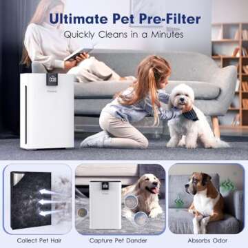 Air Purifiers for Extra Large Room Up To 3000ft² Coverage, MOOKA Air Purifier with PM 2.5 Display Air Quality Sensors, Washable Filter H13 True HEPA Filter Wildfire/Smoke, 24dB for Home Bedroom