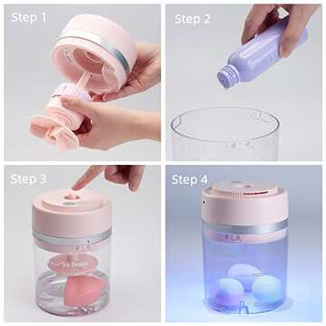 Electric Makeup Brush Cleaner Dryer Machine, USB Charging Portable Automatic Cosmetics Brushes Makeup Sponges Washing Cleaning Self-Drying Machine