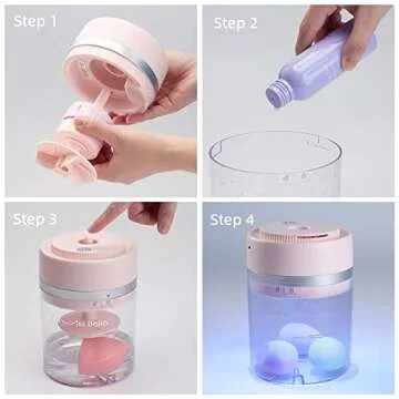 Electric Makeup Brush Cleaner Dryer Machine, USB Charging Portable Automatic Cosmetics Brushes Makeup Sponges Washing Cleaning Self-Drying Machine