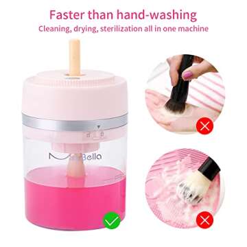 Electric Makeup Brush Cleaner Dryer Machine, USB Charging Portable Automatic Cosmetics Brushes Makeup Sponges Washing Cleaning Self-Drying Machine