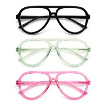 AMOMOMA 3 Pack Retro Aviator Reading Glasses for Women Men,Classic Large Oversized Reader Blue Light Computer Frame AM6111 C1+C5+C7 2.00