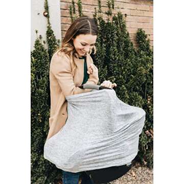 Copper Pearl Multi-Use Cover: Car Seat Covers, Nursing Cover, and Stroller Cover for Sun - Stretchy Fabric, All-Season Use, Stylish Designs, Easy Access for Moms - Asher