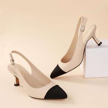 Ankis Slingback Heels - Elegant Closed Toe Kitten Heel Pumps