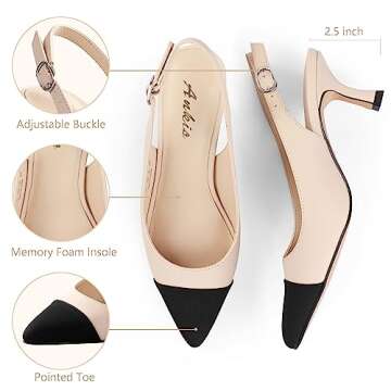 Elegant Ankis Slingback Heels for Women in Nude & Black
