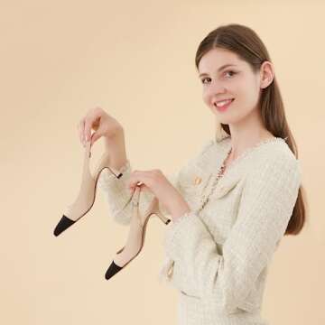 Elegant Ankis Slingback Heels for Women in Nude & Black