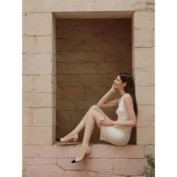 Elegant Ankis Slingback Heels for Women in Nude & Black