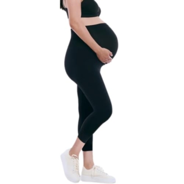 Motherhood Maternity Women's Essential Stretch Secret Fit Over The Belly Pregnancy Crop Capri Leggin...