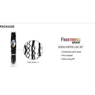 FreeTress Synthetic Hair Crochet Braids Boho Hippie Loc 30" (4-pack, 1B)
