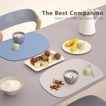 Cuddle Campus Set of 3 Silicone Placemats with Raised Edges for Kids,Toddlers,Babies, Non-Slip Dinning Table Mat, Baby Eating Mat, Food Mat