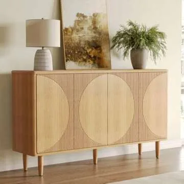 LITTLE TREE 59-Inch Buffet Cabinet Sideboard with Storage, Modern Sideboard Buffet Table with Doors for Living Room, Dining Room