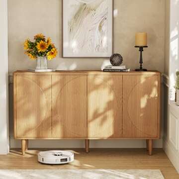 LITTLE TREE 59-Inch Buffet Cabinet Sideboard with Storage, Modern Sideboard Buffet Table with Doors for Living Room, Dining Room