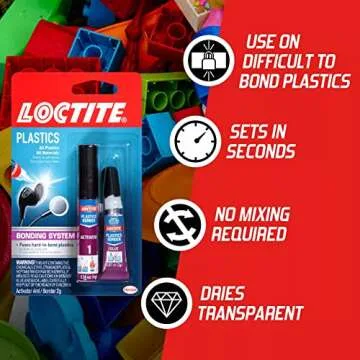 Loctite Plastics Bonder Bonding System, 2 Gram & 4 Gram Tubes, 6 Pack - Clear Superglue for Plastic, Wood, Metal, Crafts, & Repair, Instant Glue Adhesive, Quick Dry