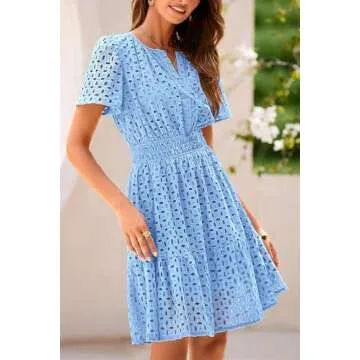 Elegant A-Line Hollow Out Lace Summer Dress for Women