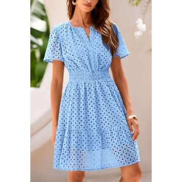 Elegant A-Line Hollow Out Lace Summer Dress for Women