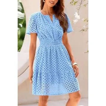Elegant A-Line Hollow Out Lace Summer Dress for Women