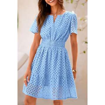 Elegant A-Line Hollow Out Lace Summer Dress for Women