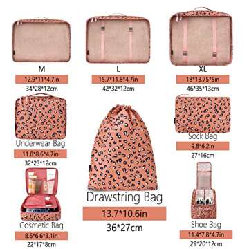 BAGAIL 8 Set Packing Cubes Luggage Packing Organizers for Travel Accessories-Pink Leopard