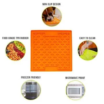 Slow Feeder Dog Lick mat (Boredom Buster Perfect for Dog Food, Dog Treats, Yogurt, or Peanut Butter) [Fun Alternative to a Slow Feed Dog Bowl] Available in a Variety of Colors & Sizes