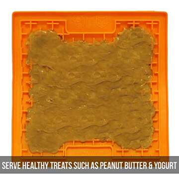 Slow Feeder Dog Lick mat (Boredom Buster Perfect for Dog Food, Dog Treats, Yogurt, or Peanut Butter) [Fun Alternative to a Slow Feed Dog Bowl] Available in a Variety of Colors & Sizes