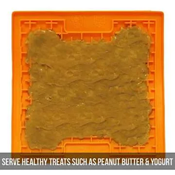 Slow Feeder Dog Lick mat (Boredom Buster Perfect for Dog Food, Dog Treats, Yogurt, or Peanut Butter) [Fun Alternative to a Slow Feed Dog Bowl] Available in a Variety of Colors & Sizes