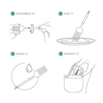 Outlery Reusable Utensils with Case - Portable Silverware Camping Cutlery Set with Collapsible Fork, Knife, Spoon, and Metal Chopsticks for Camp and Travel