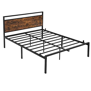 VASAGLE Queen Size Metal Bed Frame with Headboard, No Box Spring Needed Platform Bed, Under-Bed Stor...