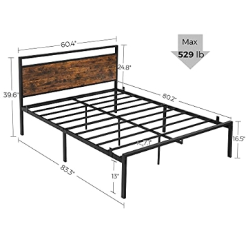 Stylish VASAGLE Metal Queen Bed Frame with Storage