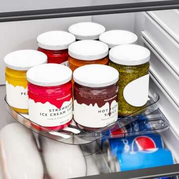 Yieach Lazy Susan Turntable Organizer for Refrigerator,11.9''x10.2'' Square Fridge Lazy Susan Organizer,360 Rotating Pull Out Bottles Jars Condiment Organizer Tray for Kitchen,Pantry,Countertop,Clear