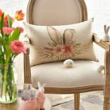 AVOIN Happy Easter Pillow Cover for Spring Decor