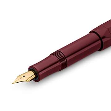 Kaweco CLASSIC SPORT Fountain Pen Bordeaux with 23 Carat Gold-Plated Steel Nib and Iridium Tip for Ink Cartridges I Sport Fountain Pen 13 cm I Nib: EF (Extra Fine)