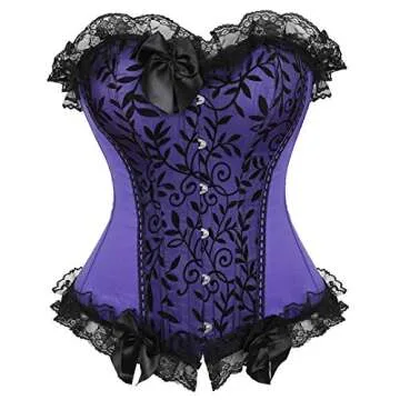 Kranchungel Steampunk Corset Skirt Renaissance Corset Dress for Women Gothic Burlesque Corsets Costumes Small Purple
