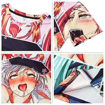 OPCOLV Mens Anime Shirt 3D Japanese Lewd Girls Graphic Print Leisure Tees Ahegao Girls Short Sleeve Casual Tees Gym Tops Size M