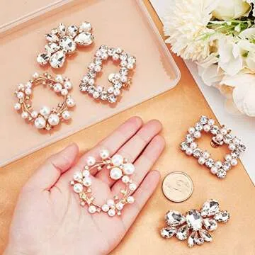 PH PandaHall 3 Pairs Shoe Clips, 3 Styles Rhinestone Crystal Metal Shoe Clips Rectangle & Wreath & Flower Shape Shoe Buckles Sparkling Shoes Jewelry Charms for Wedding Bride Party Shoe Decoration