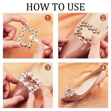 PH PandaHall 3 Pairs Shoe Clips, 3 Styles Rhinestone Crystal Metal Shoe Clips Rectangle & Wreath & Flower Shape Shoe Buckles Sparkling Shoes Jewelry Charms for Wedding Bride Party Shoe Decoration