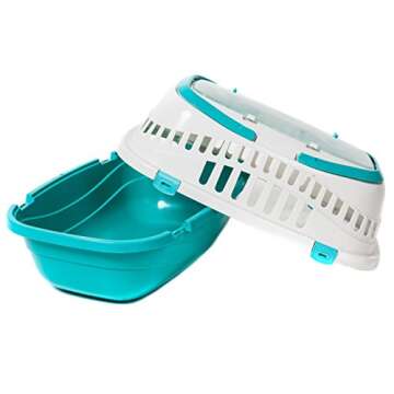 Favorite Top Load Portable Pet Small Animal Carrier Outdoor Short Trip Travel Vet Visit, Blue