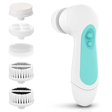 Revolutionary Waterproof Facial Cleansing Spin Brush Set – 5 Brush Heads for Gentle Exfoliation an...