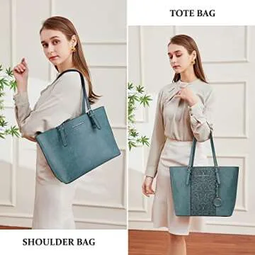 Montana West Tote Bag for Women Vegan Leather Purse and Handbags Set Embossed Collection Purse 2Pcs ...
