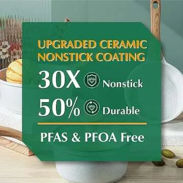 SENSARTE White Ceramic Nonstick Saucepan with Lid Set, Small Cooking Pot with Stay Cool Handle, Induction Compatible Saucepot, White Granite Coating, PFOA/PFAS Free, 1.5 + 2.5QT