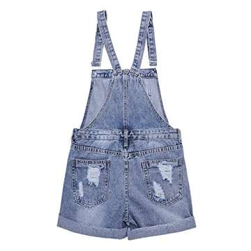 AvaCostume Womens Wash Jumper Denim Overall Shorts, L