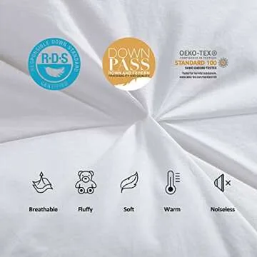 Luxurious All-Season Goose Down Feather Fiber Comforter Queen Size Duvet Insert, Exquisite Pinch Pleat Design, Premium Baffle Box, 100% Egyptian Cotton Cover, 55 oz. Fill Weight, White
