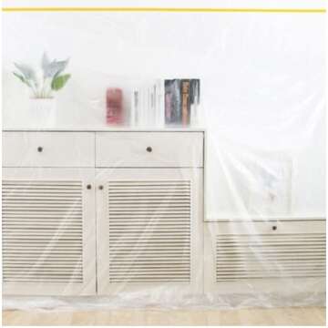 Rocky Mountain Goods 1 Mil Clear Plastic Drop Cloth - 9 ft x 12 ft (3 Pack) - or Painting, Cover Furniture, Walls, Doors - Tear Resistant - Painters Recommended Grade - Indoor/Outdoor - USA