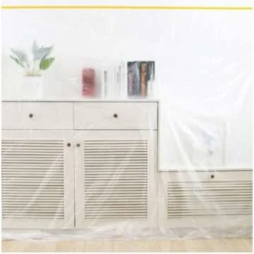 Rocky Mountain Goods 1 Mil Clear Plastic Drop Cloth - 9 ft x 12 ft (3 Pack) - or Painting, Cover Furniture, Walls, Doors - Tear Resistant - Painters Recommended Grade - Indoor/Outdoor - USA