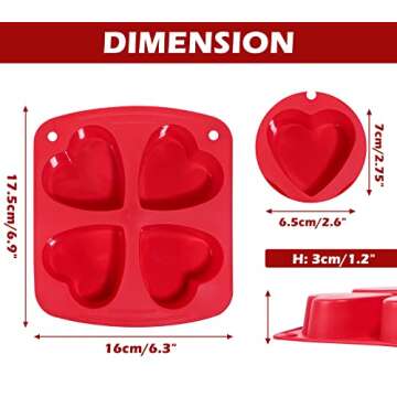 Webake Silicone Heart Mold Heart Shaped Small Cake Pans Muffin Cupcake Mold Tray for Baking, Jelly P...
