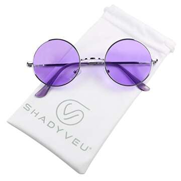ShadyVEU Retro Round Style 70s Sunglasses Colorful Tint Groovy Hippie Mens Womens Shades