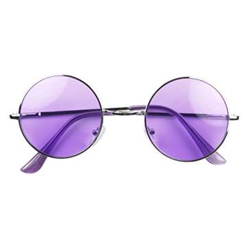 ShadyVEU Retro Round Style 70s Sunglasses Colorful Tint Groovy Hippie Mens Womens Shades