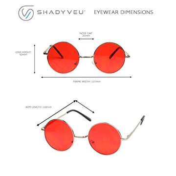 ShadyVEU Retro Round Style 70s Sunglasses Colorful Tint Groovy Hippie Mens Womens Shades